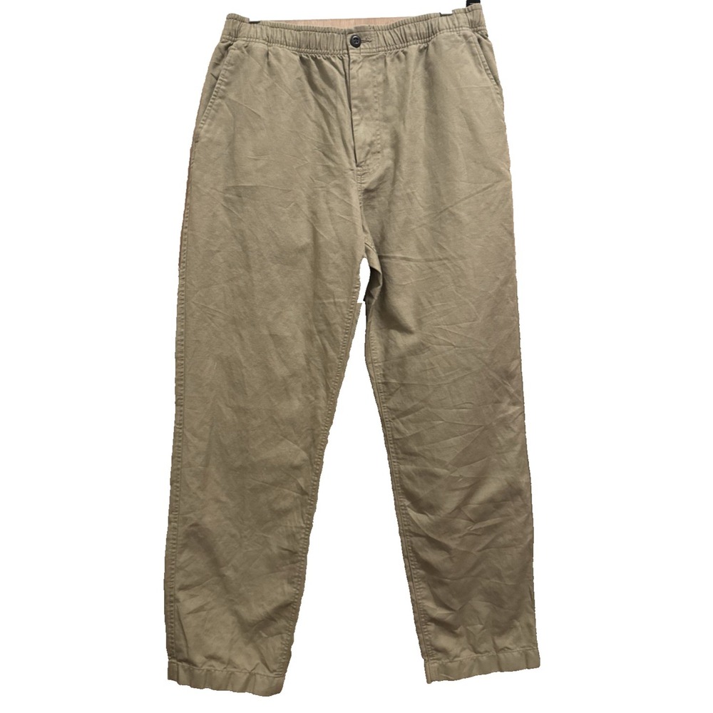 J.Crew Men's Size M Pier Pant Cotton-linen Blend Canvas Khaki Preppy CJ363